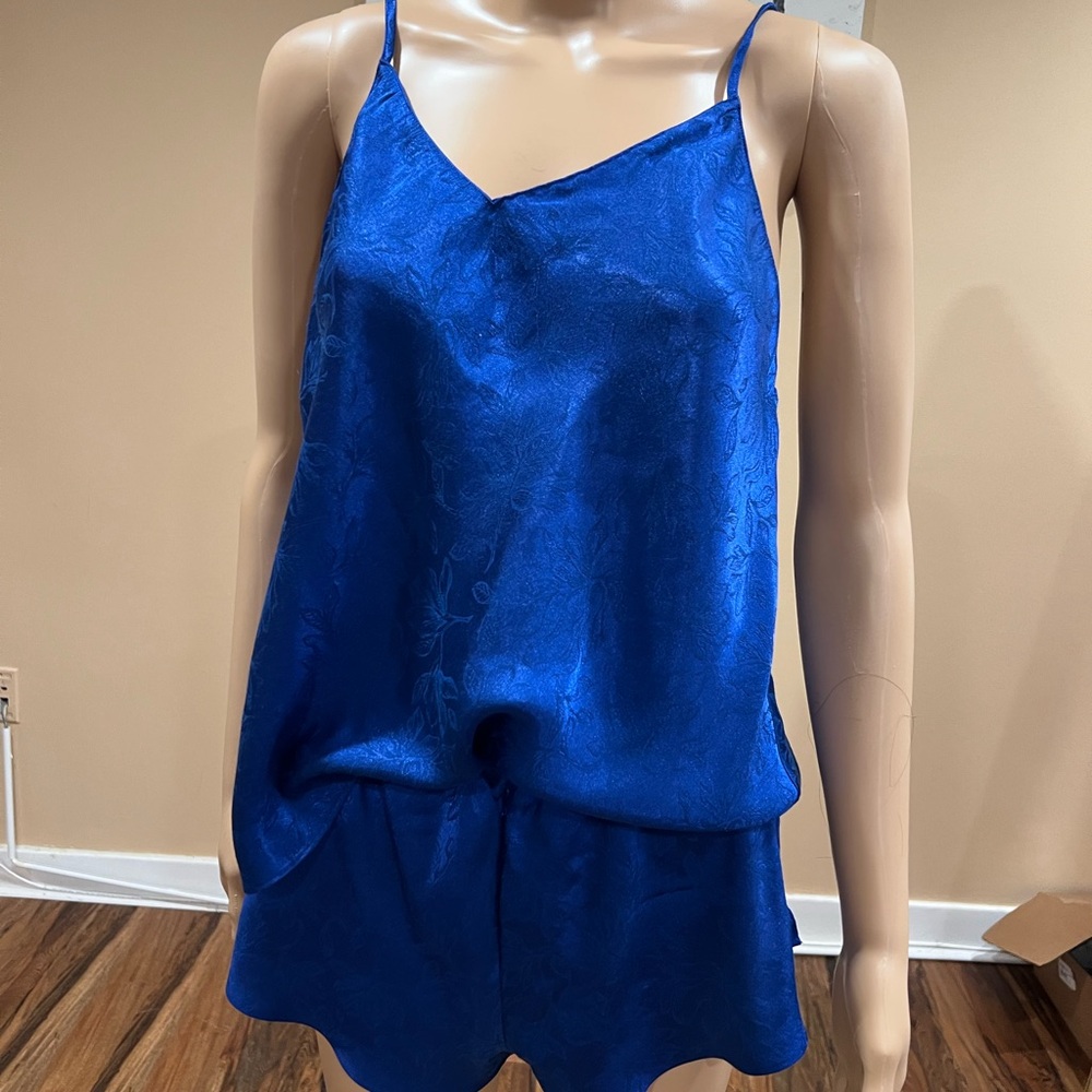 Victoria's Secret Royal Blue Satin Pajama Set